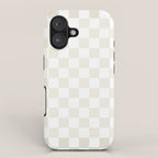 Pale Neutral Beige and White Framed Check Pattern iPhone Case Gallery Image 1
