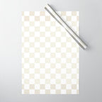 Pale Neutral Beige and White Framed Check Pattern Wrapping Paper Gallery Image 1