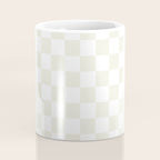 Pale Neutral Beige and White Framed Check Pattern Coffee Mug Gallery Image 4