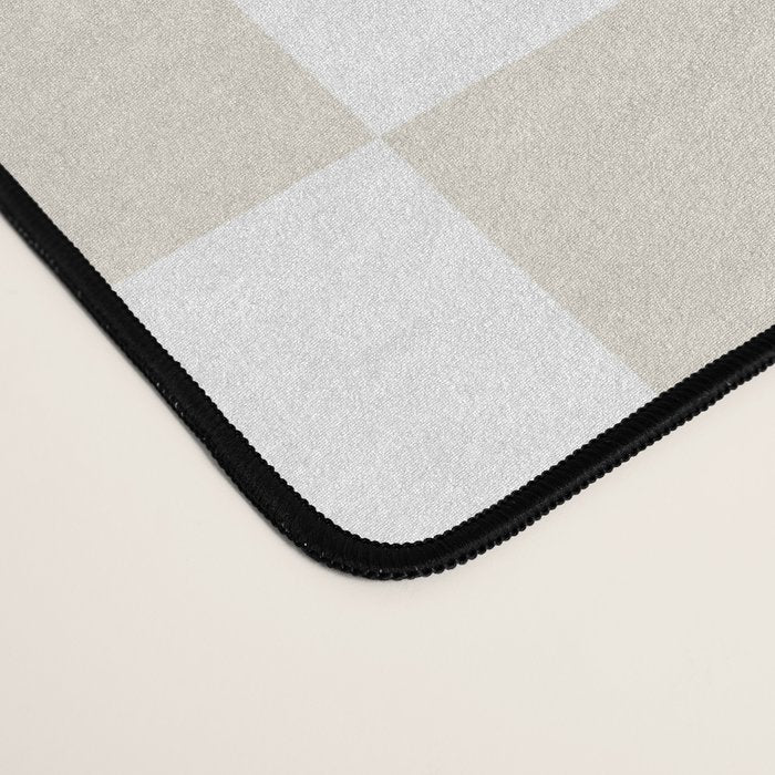 Pale Neutral Beige and White Framed Check Pattern Desk Mat Gallery Image 4