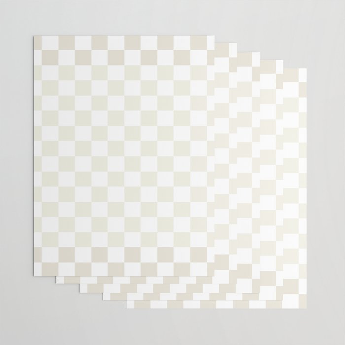 Pale Neutral Beige and White Framed Check Pattern Wrapping Paper Gallery Image 3