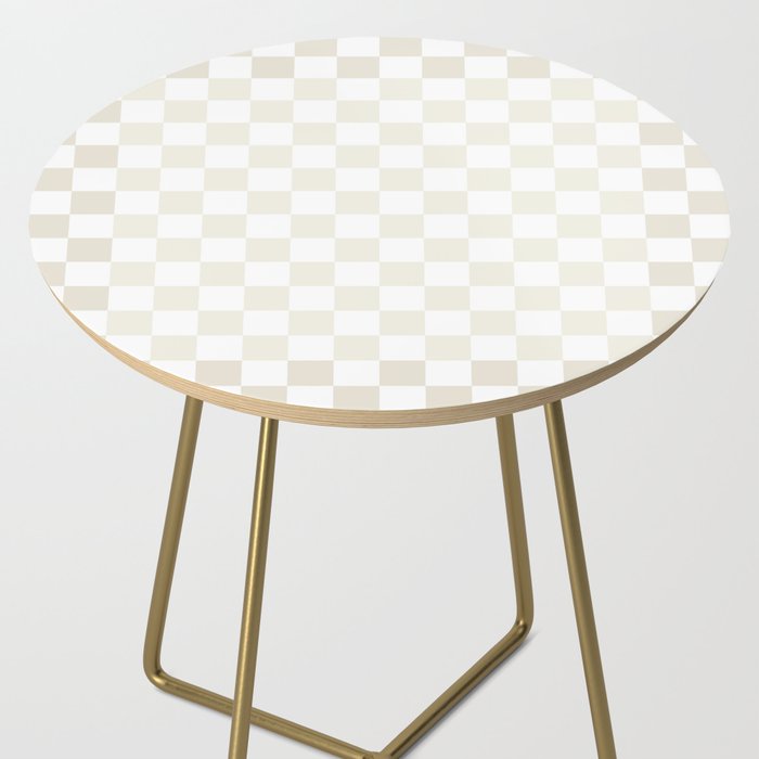 Pale Neutral Beige and White Framed Check Pattern Side Table Gallery Image 2