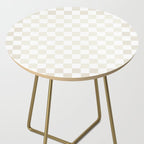 Pale Neutral Beige and White Framed Check Pattern Side Table Gallery Image 2
