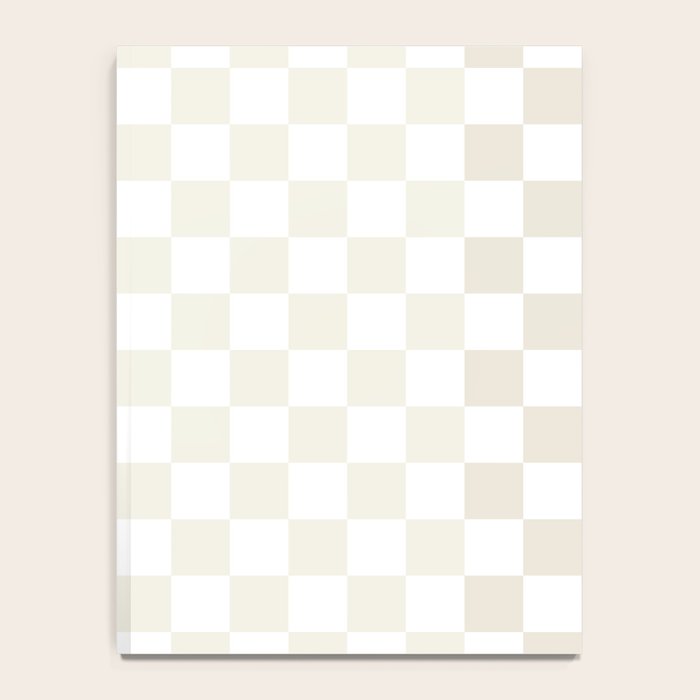 Pale Neutral Beige and White Framed Check Pattern Notebook Gallery Image 4