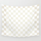 Pale Neutral Beige and White Framed Check Pattern Wall Tapestry Gallery Image 4