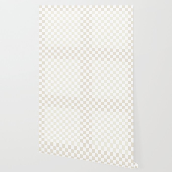 Pale Neutral Beige and White Framed Check Pattern Wallpaper Gallery Image 2