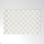 Pale Neutral Beige and White Framed Check Pattern Welcome Mat Gallery Image 1