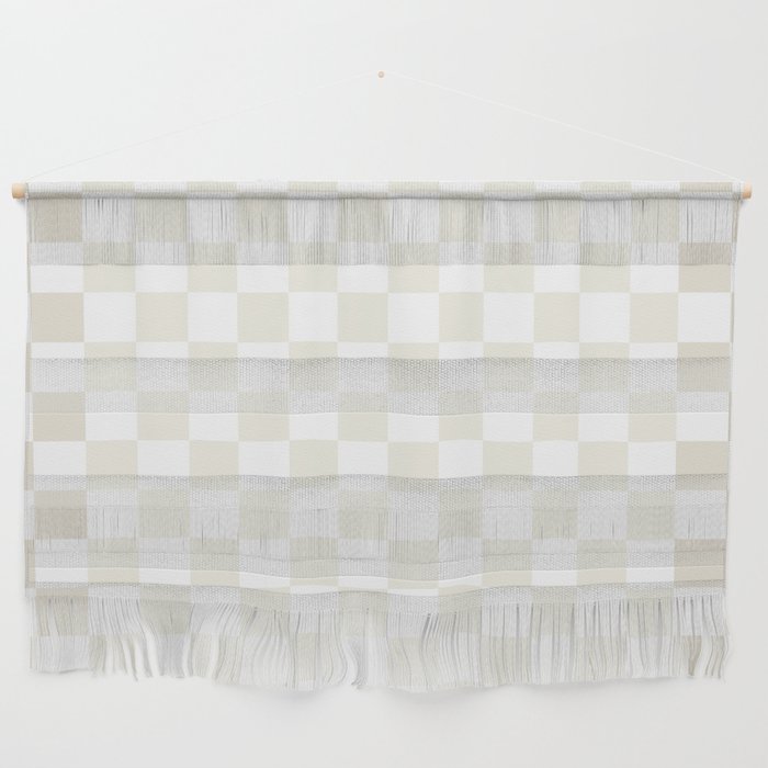 Pale Neutral Beige and White Framed Check Pattern Wall Hanging Gallery Image 1