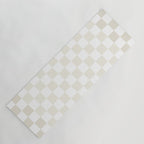 Pale Neutral Beige and White Framed Check Pattern Yoga Mat Gallery Image 1