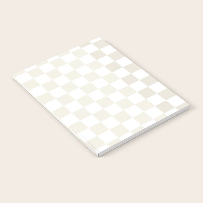Pale Neutral Beige and White Framed Check Pattern Notebook Gallery Image 1