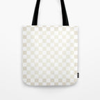Pale Neutral Beige and White Framed Check Pattern Tote Bag Gallery Image 1