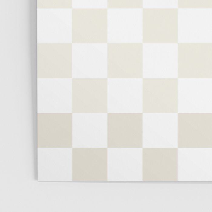 Pale Neutral Beige and White Framed Check Pattern Poster Gallery Image 3