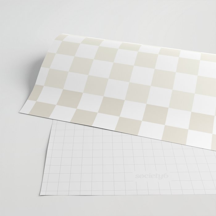 Pale Neutral Beige and White Framed Check Pattern Wrapping Paper Gallery Image 2