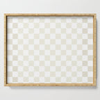 Pale Neutral Beige and White Framed Check Pattern Serving Tray Gallery Image 1