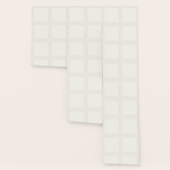 Pale Neutral Beige and White Framed Check Pattern Wallpaper Gallery Image 3