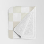 Pale Neutral Beige and White Framed Check Pattern Throw Blanket Gallery Image 3