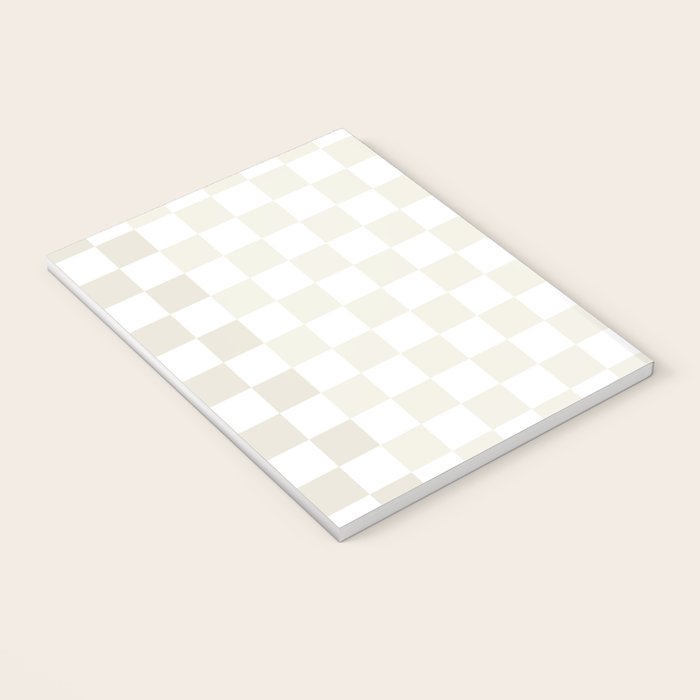 Pale Neutral Beige and White Framed Check Pattern Notebook Gallery Image 3