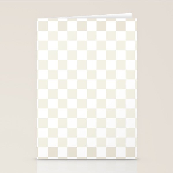Pale Neutral Beige and White Framed Check Pattern Stationery Card Gallery Image 2