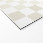Pale Neutral Beige and White Framed Check Pattern Welcome Mat Gallery Image 2