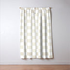 Pale Neutral Beige and White Framed Check Pattern Window Curtain Gallery Image 3