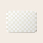 Pale Neutral Beige and White Framed Check Pattern Bath Mat Gallery Image 1