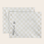 Pale Neutral Beige and White Framed Check Pattern Placemat Gallery Image 1