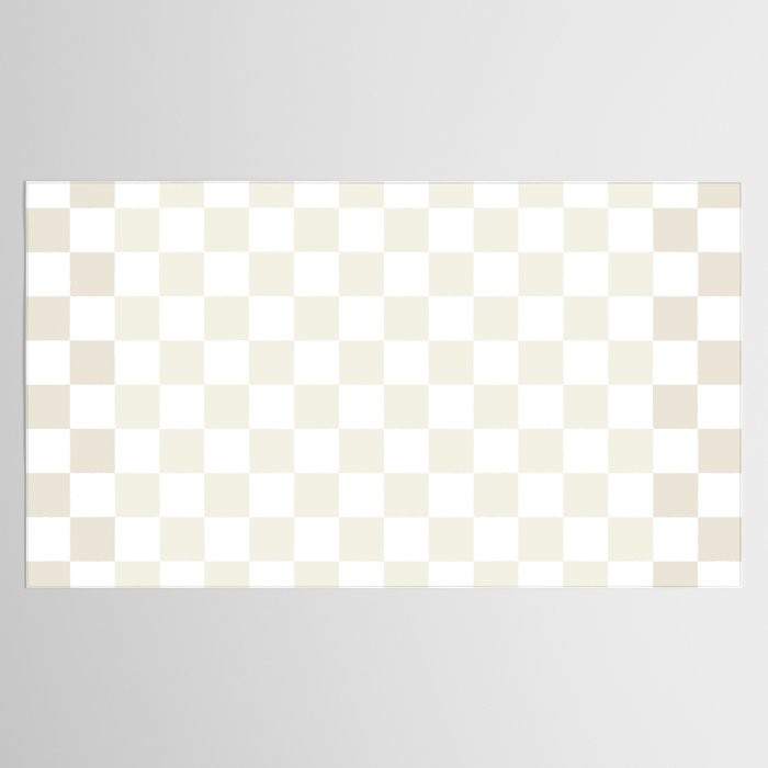 Pale Neutral Beige and White Framed Check Pattern Tablecloth Gallery Image 2