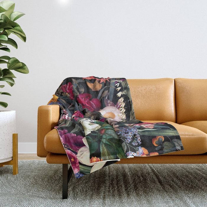 Floral Spice II - Night Throw Blanket Gallery Image 1