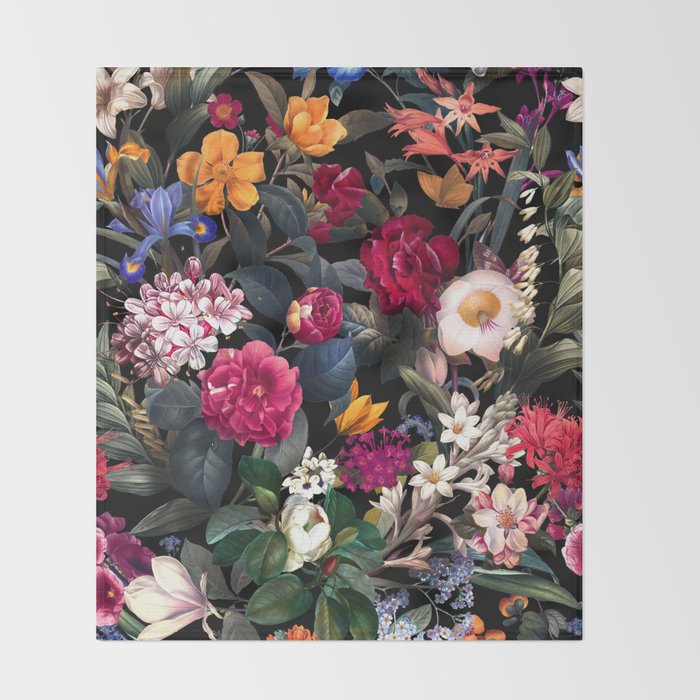 Floral Spice II - Night Throw Blanket Gallery Image 2