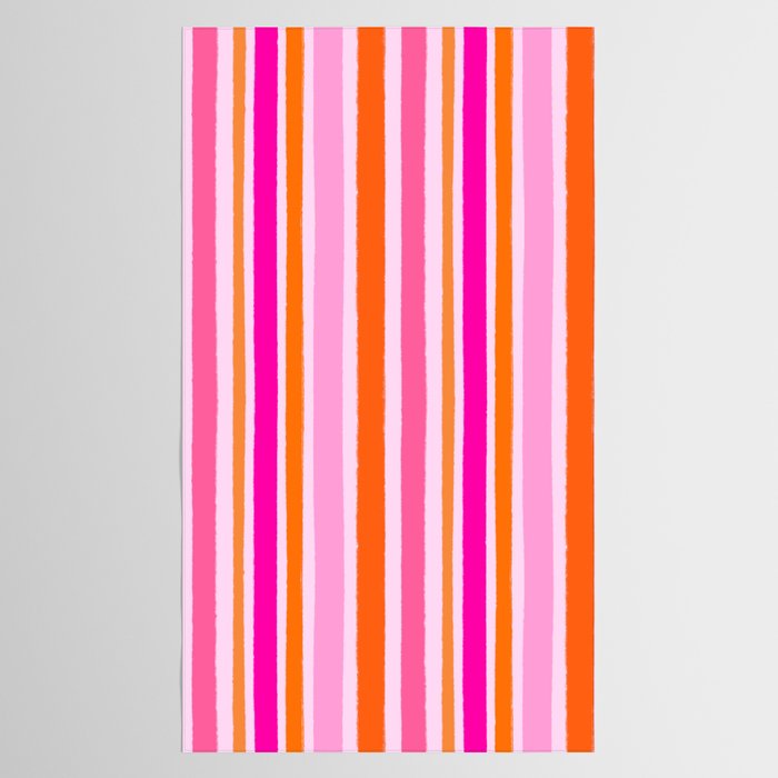 Pink and Orange Stripes Freehand Tablecloth Gallery Image 2
