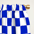 Small Cobalt Blue and White Checkerboard Pattern Window Curtain Gallery Image 2