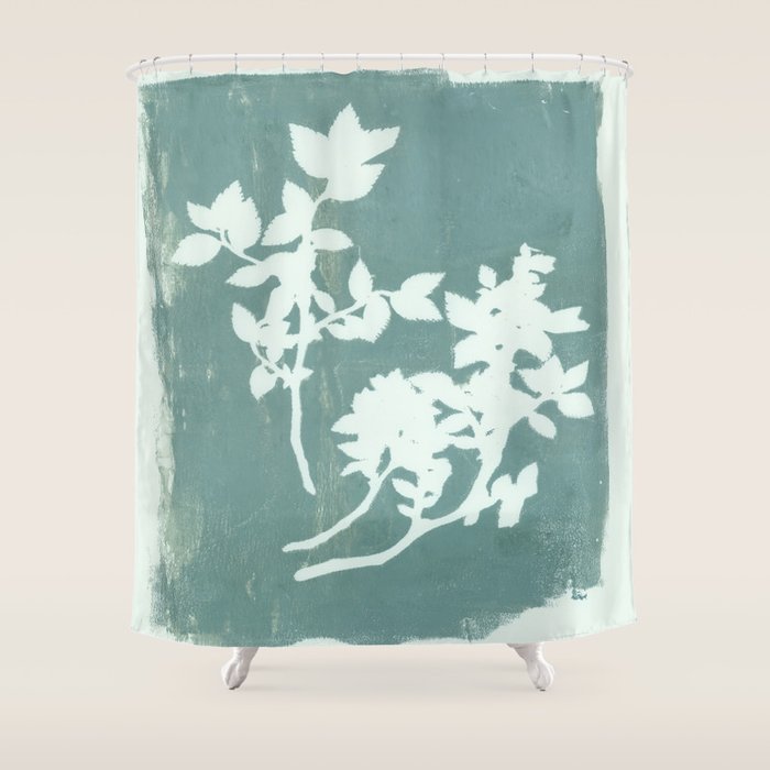 botanical reminiscences 1 aqua Shower Curtain Gallery Image 1