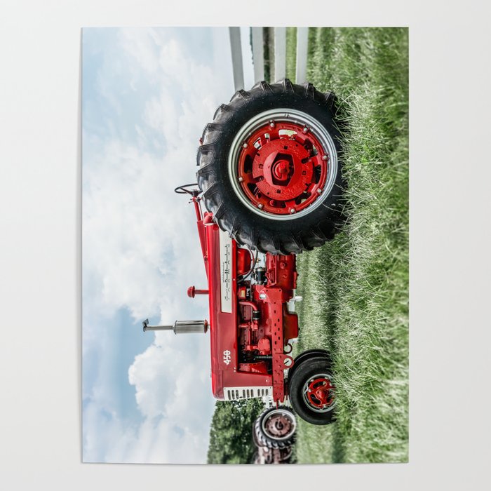 Vintage IH Farmall 450 Side View Red Tractor Poster Gallery Image 4