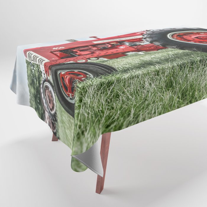 Vintage IH Farmall 450 Side View Red Tractor Tablecloth Gallery Image 1