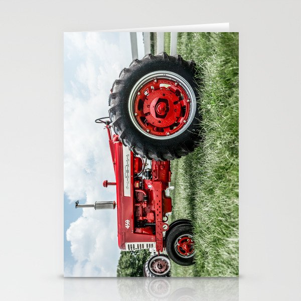 Vintage IH Farmall 450 Side View Red Tractor Stationery Card Gallery Image 2