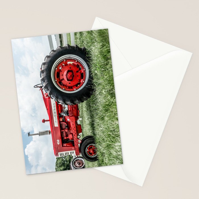 Vintage IH Farmall 450 Side View Red Tractor Stationery Card Gallery Image 2