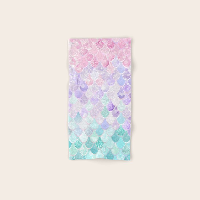 Cute Mermaid Pattern, Light Pink, Purple, Teal Towels Gallery Image 1