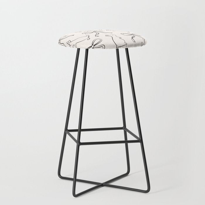 Ribbon Bows and Bunnies in Black and Linen White Stool Gallery Image 1