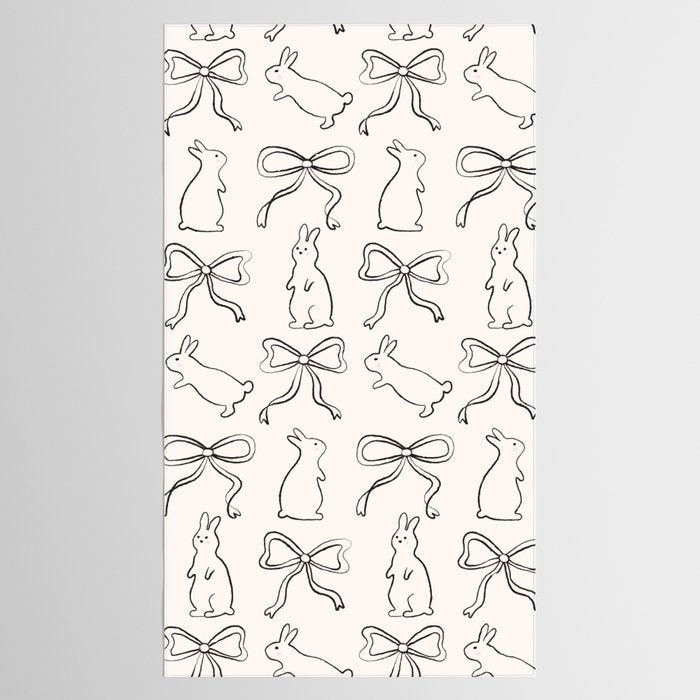 Ribbon Bows and Bunnies in Black and Linen White Tablecloth Gallery Image 2