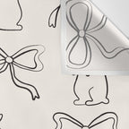 Ribbon Bows and Bunnies in Black and Linen White Wall Tapestry Gallery Image 3