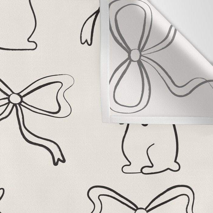 Ribbon Bows and Bunnies in Black and Linen White Wall Tapestry Gallery Image 3