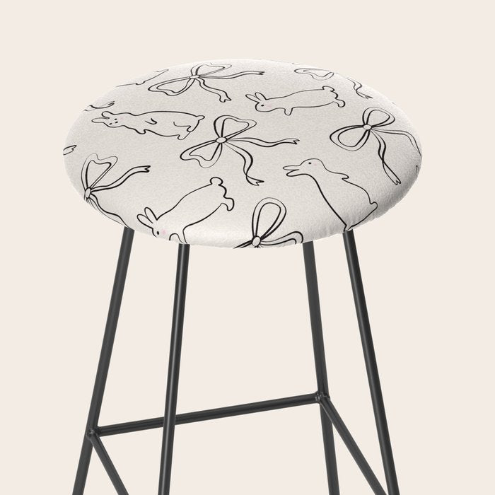 Ribbon Bows and Bunnies in Black and Linen White Stool Gallery Image 2