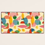 Retro Abstract Geometric Pattern with Bright Colorful Shapes and Fabric Texture Desk Mat Gallery Image 3