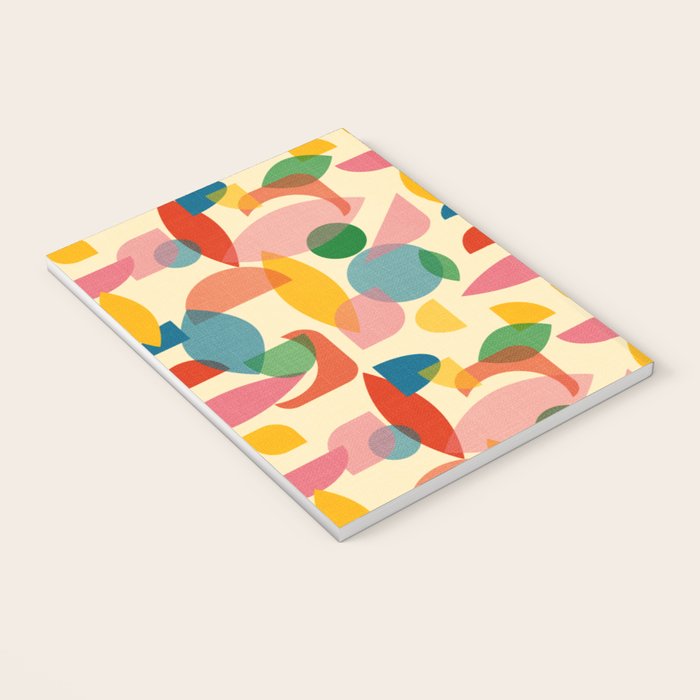 Retro Abstract Geometric Pattern with Bright Colorful Shapes and Fabric Texture Notebook Gallery Image 3