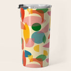 Retro Abstract Geometric Pattern with Bright Colorful Shapes and Fabric Texture Travel Mug Gallery Image 3