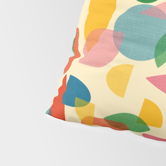 Retro Abstract Geometric Pattern with Bright Colorful Shapes and Fabric Texture Pillow Sham Gallery Image 4