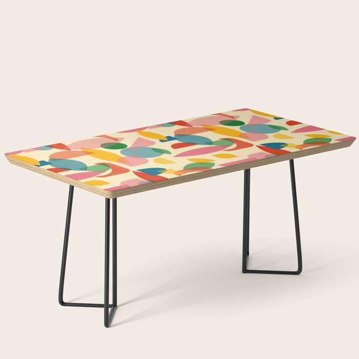Retro Abstract Geometric Pattern with Bright Colorful Shapes and Fabric Texture Coffee Table Gallery Image 1