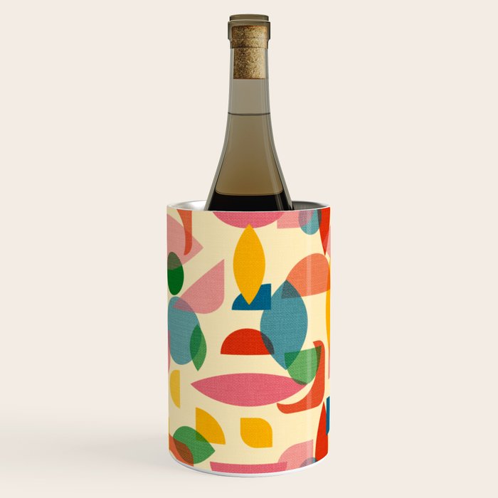 Retro Abstract Geometric Pattern with Bright Colorful Shapes and Fabric Texture Wine Chiller Gallery Image 1