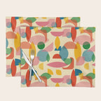 Retro Abstract Geometric Pattern with Bright Colorful Shapes and Fabric Texture Placemat Gallery Image 1