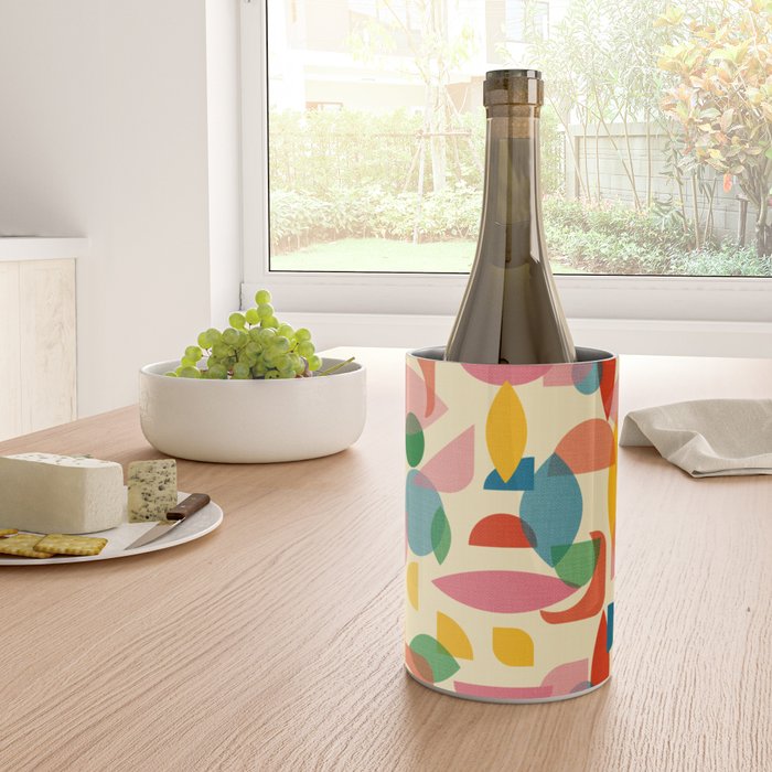 Retro Abstract Geometric Pattern with Bright Colorful Shapes and Fabric Texture Wine Chiller Gallery Image 4